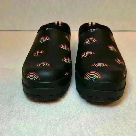 Hunter Play Mini Rainbow Print Womens Navy Clogs NWOT Rain Clogs Women’s Size 8 - Picture 4 of 11